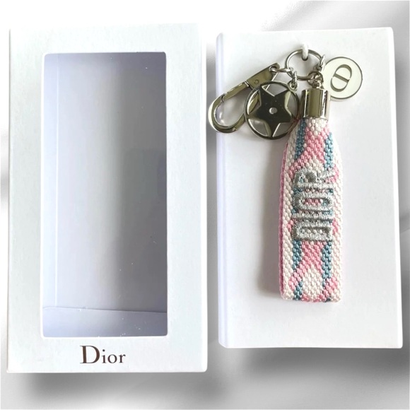 Dior Woven Pink and Blue Key Holder - Picture 2 of 5